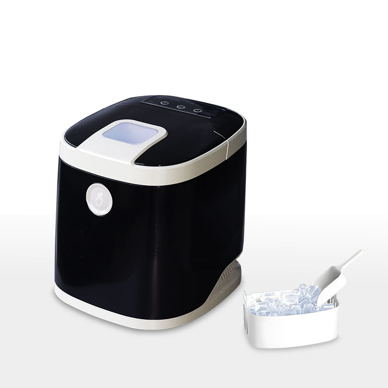GSEICE portable ice maker for car and home, compact black design with control panel and ice scoop, produces 22lbs of ice daily.