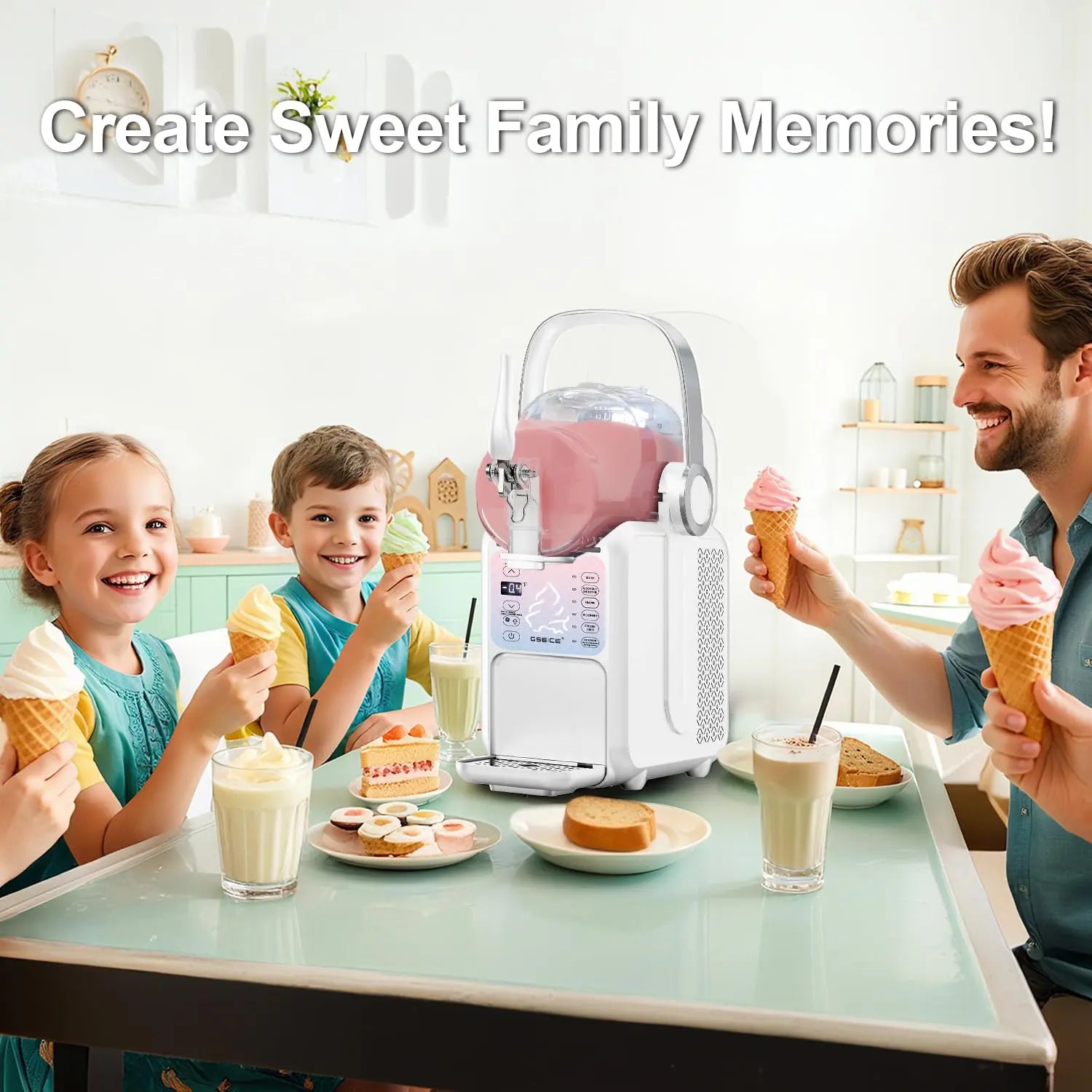 2-in-1 Ice Cream & Slushy Maker with Handle, 3L | Precise Cooling & Quick Frozen Drink Machine