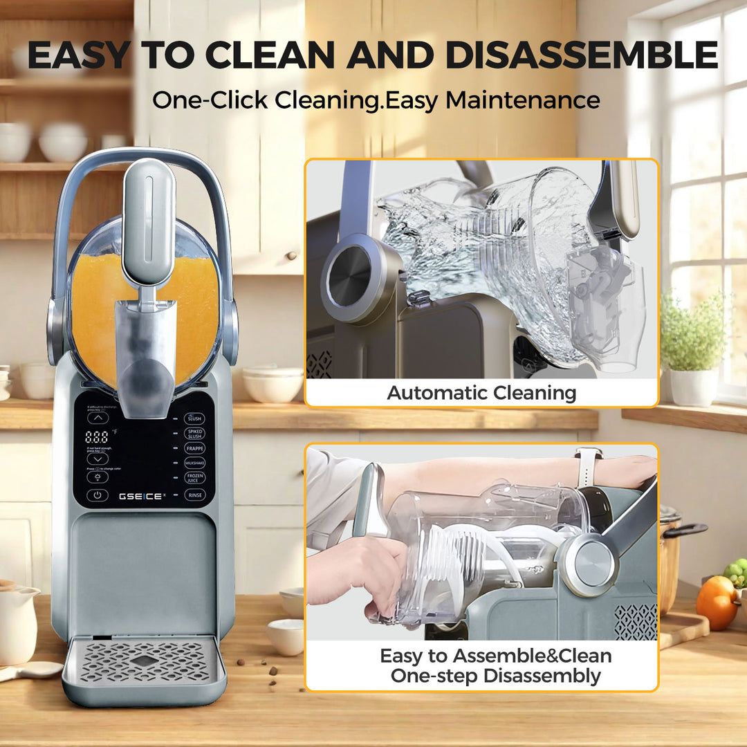 Home Slushy Maker with Handle, 3L by GSEICE featuring automatic cleaning and one-step disassembly for easy maintenance and quick freeze performance.